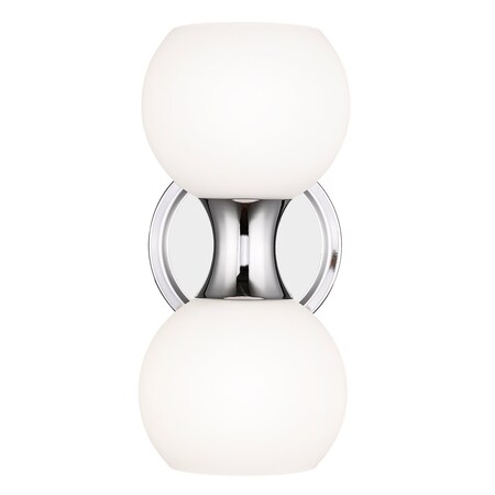 Z-Lite Artemis Wall Sconce, 2-Light, 6.5 In.W x 5 In.L x 10.75 In.H, Chrome/Matte Opal 494-2S-CH